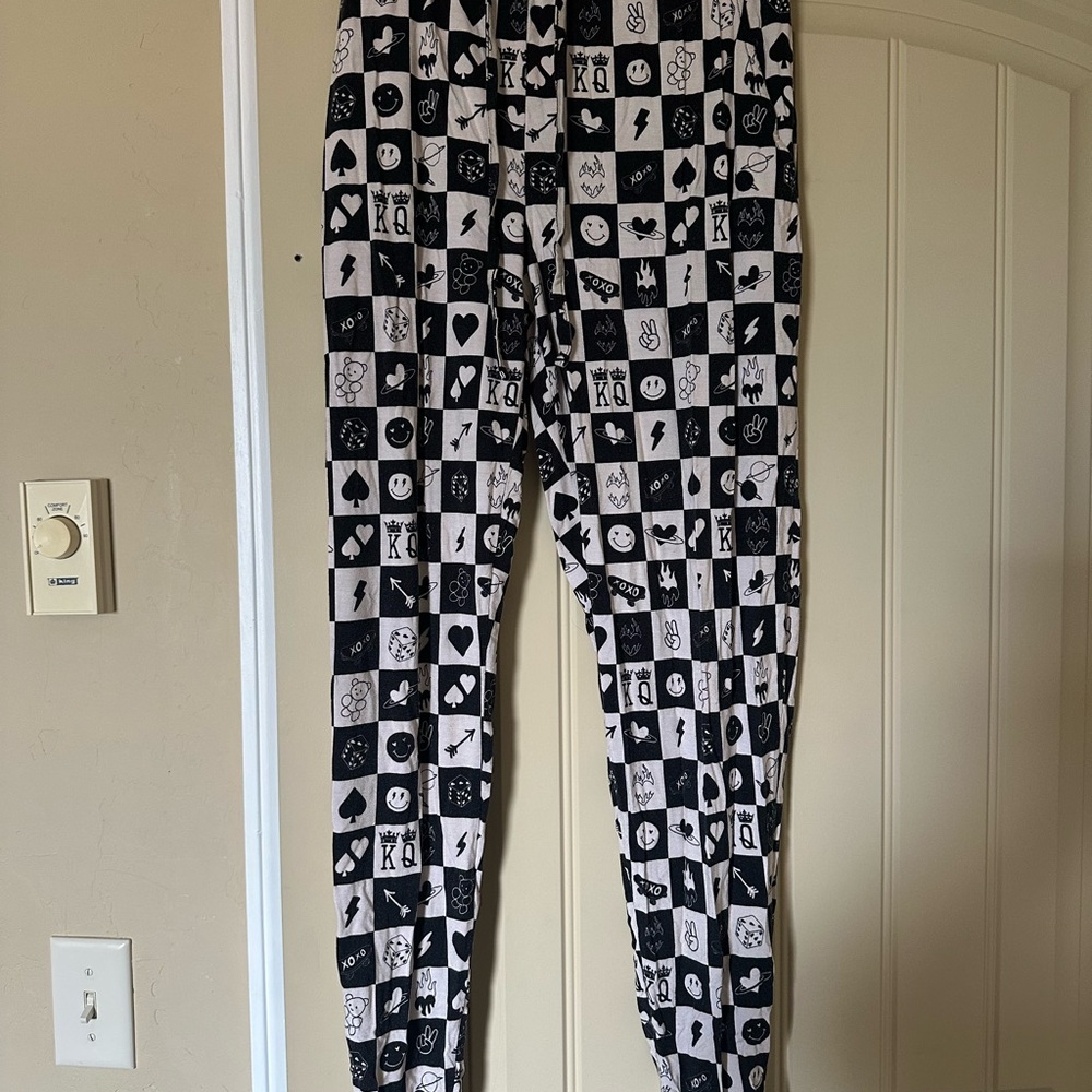 Black and White Checkerboard High-Waisted Leggings